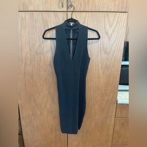Ribbed Choker-Neck Dress